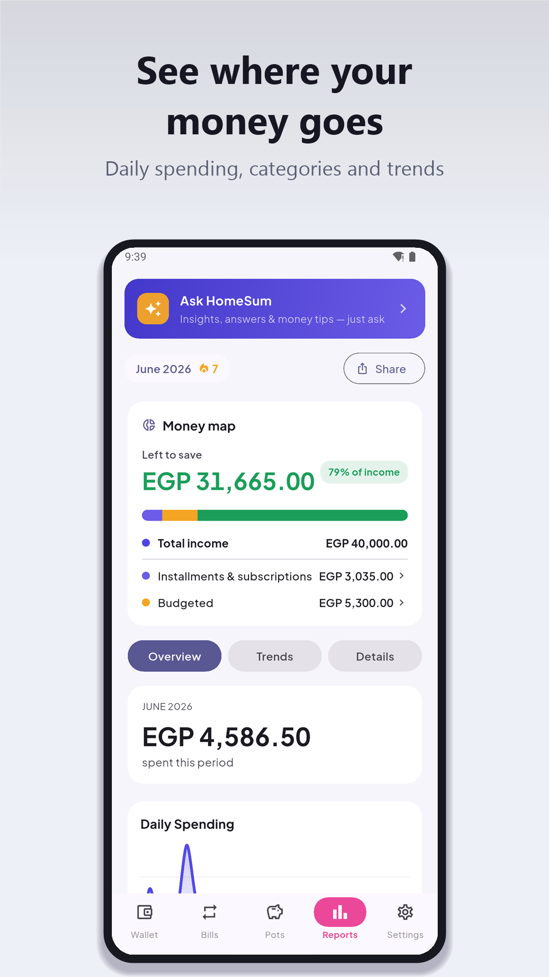 Reports — see where your money goes